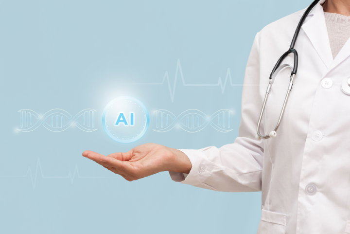 TechDogs-"An Image Showing A Doctor Holding A Glowing AI Symbol"